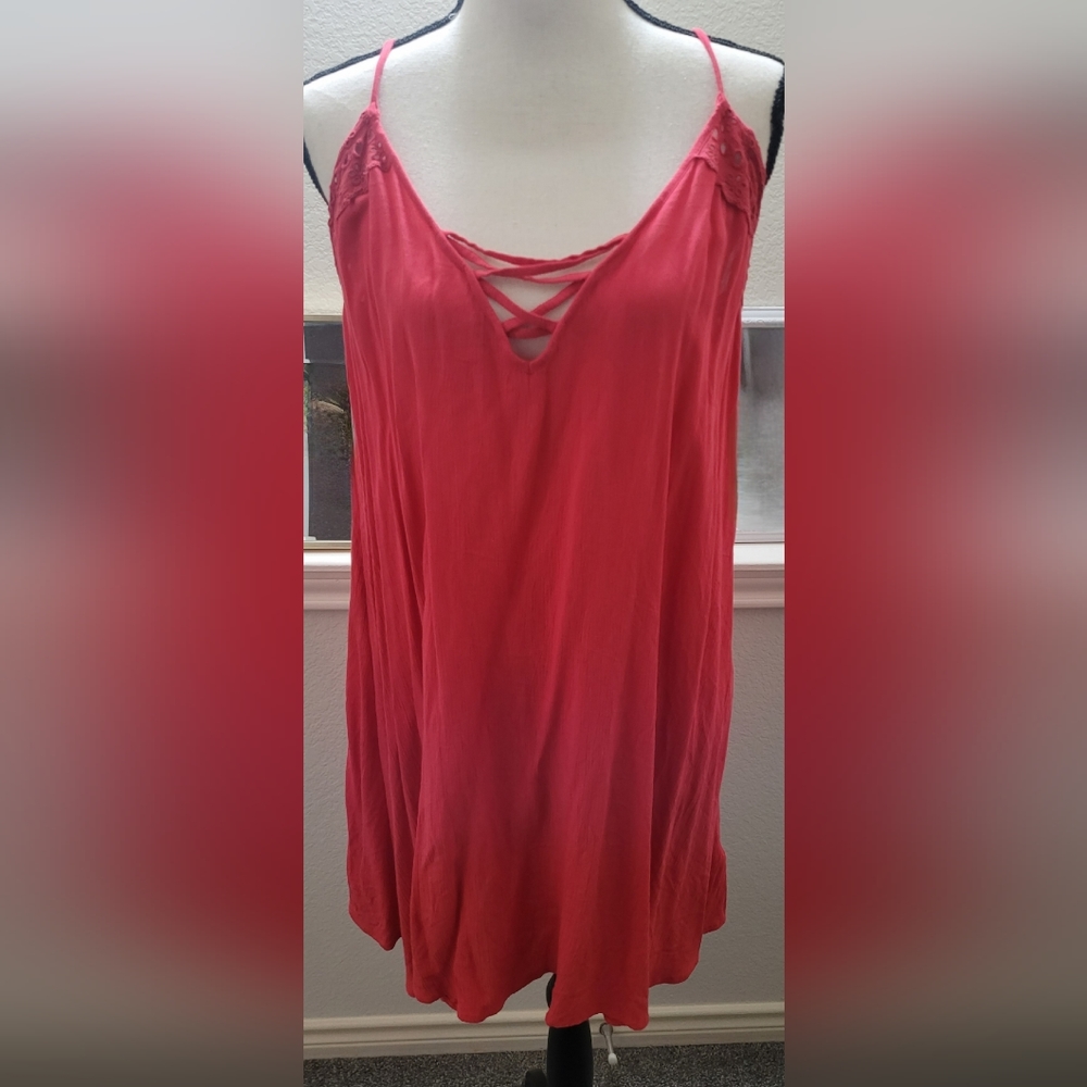 4/$25 Roxy strap dress size large pink